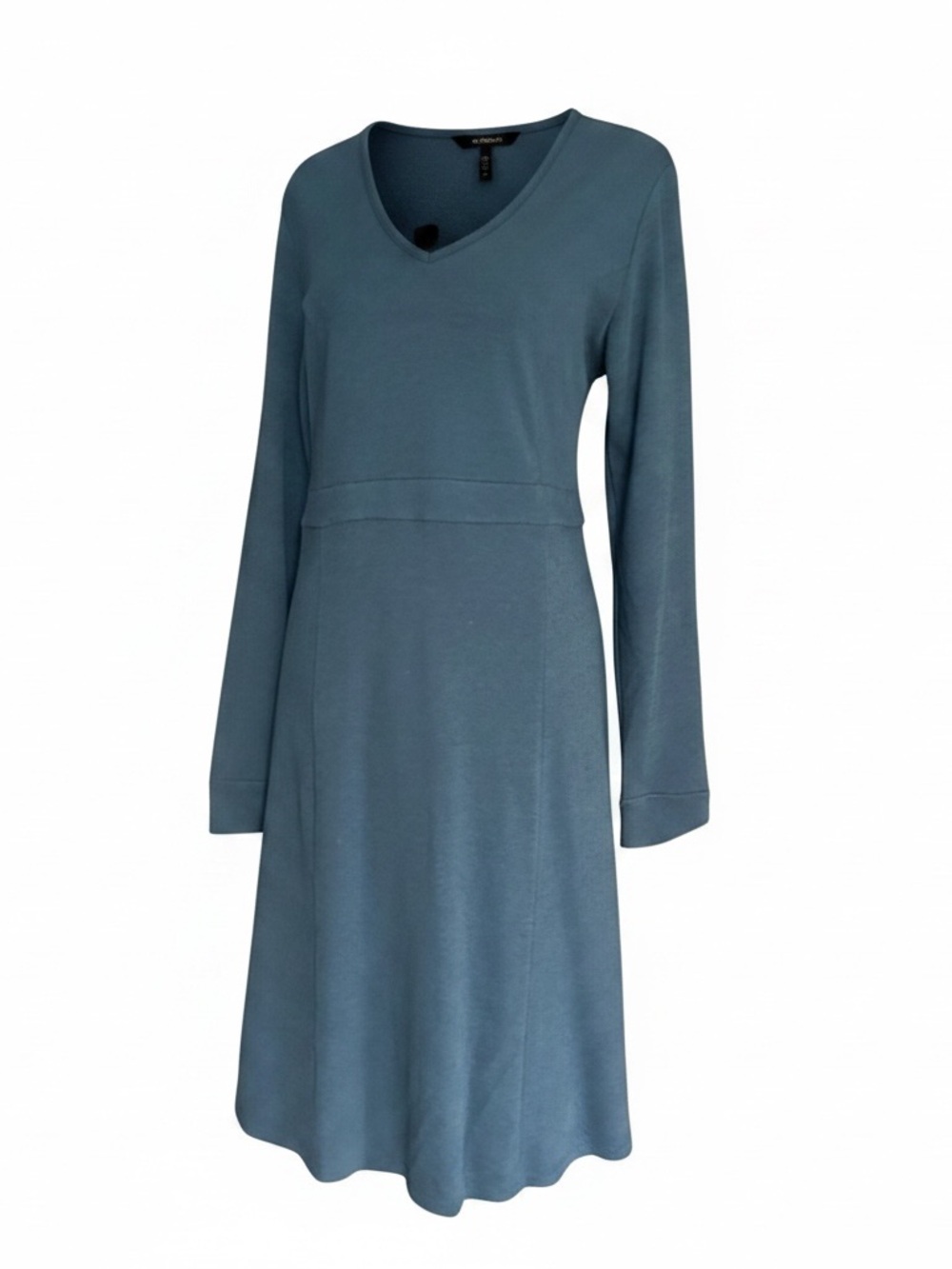 Toad & Co Tomboy Dress Womens Medium Blue Long Sleeve V-Neck A-Line Cotton Knit